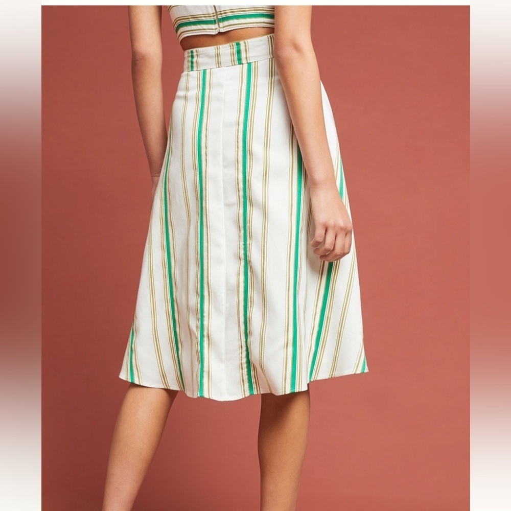 Hutch Anthropologie Baracoa Striped Button-Down Midi A-Line Skirt Size 2 Coastal - Picture 2 of 10